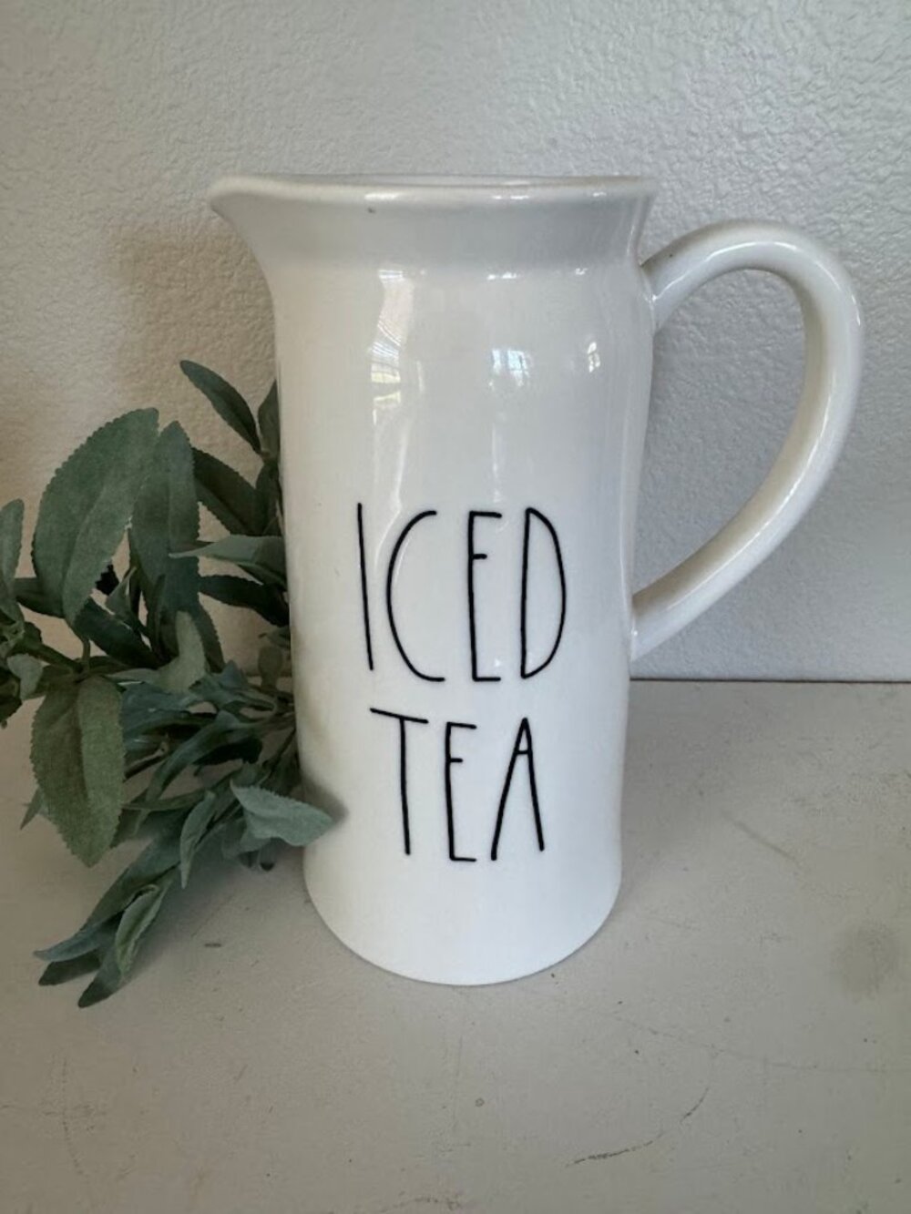 Rae Dunn ICED TEA Ceramic Pitcher - White